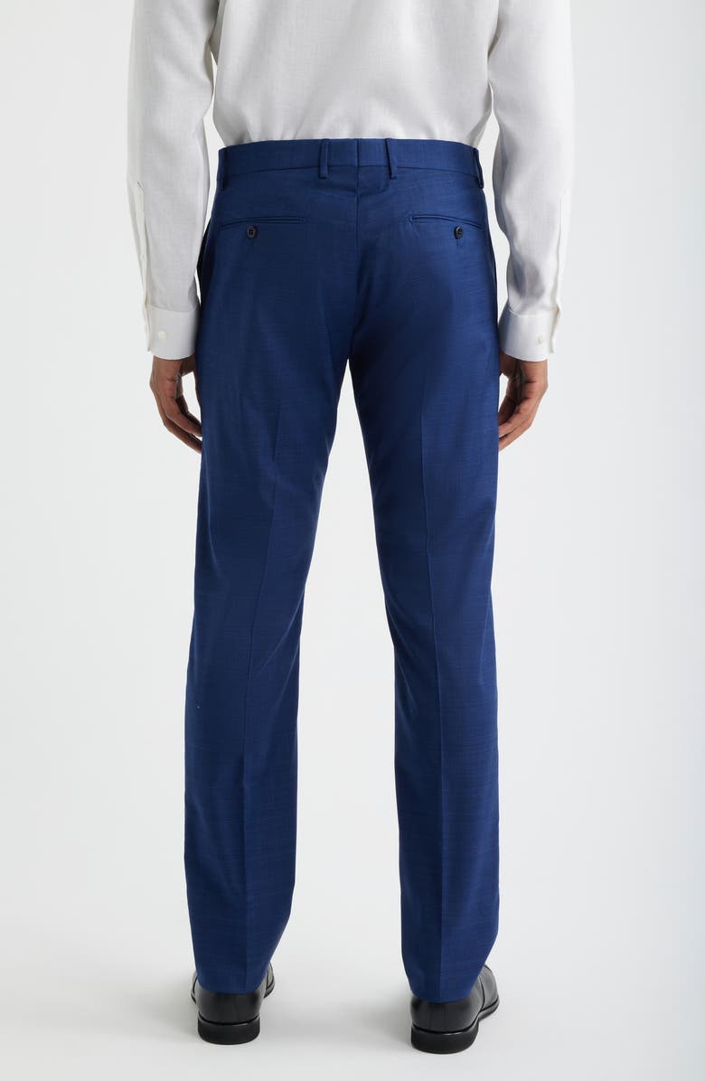 Zanella Noah Navy Glen Check Flat Front Wool & Cotton Dress Pants, Alternate, color, Navy