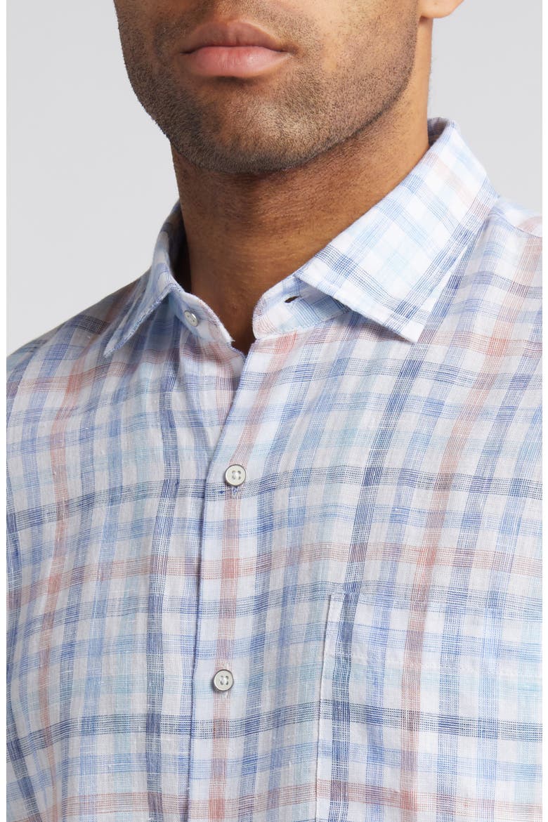 Breakwater Check Linen Button-Up Shirt, Alternate, color, BLUE MULTI