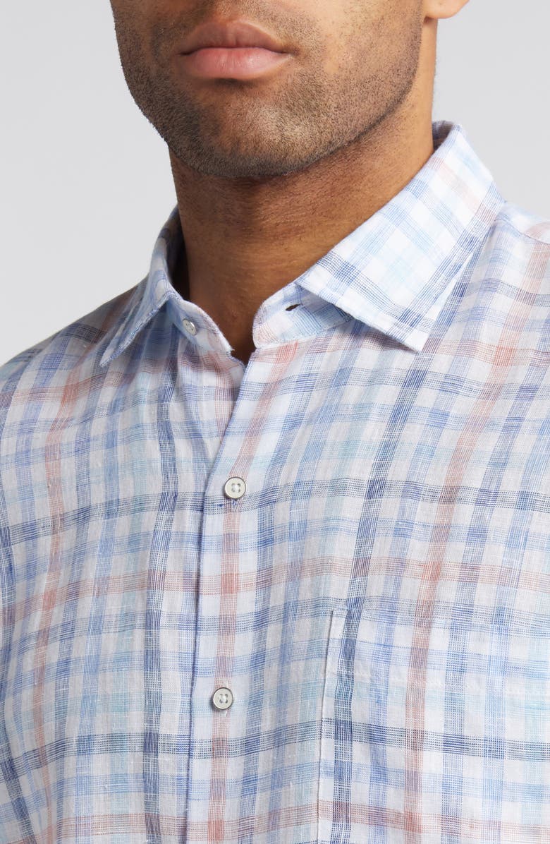 Peter Millar Breakwater Check Linen Button-Up Shirt, Alternate, color, 