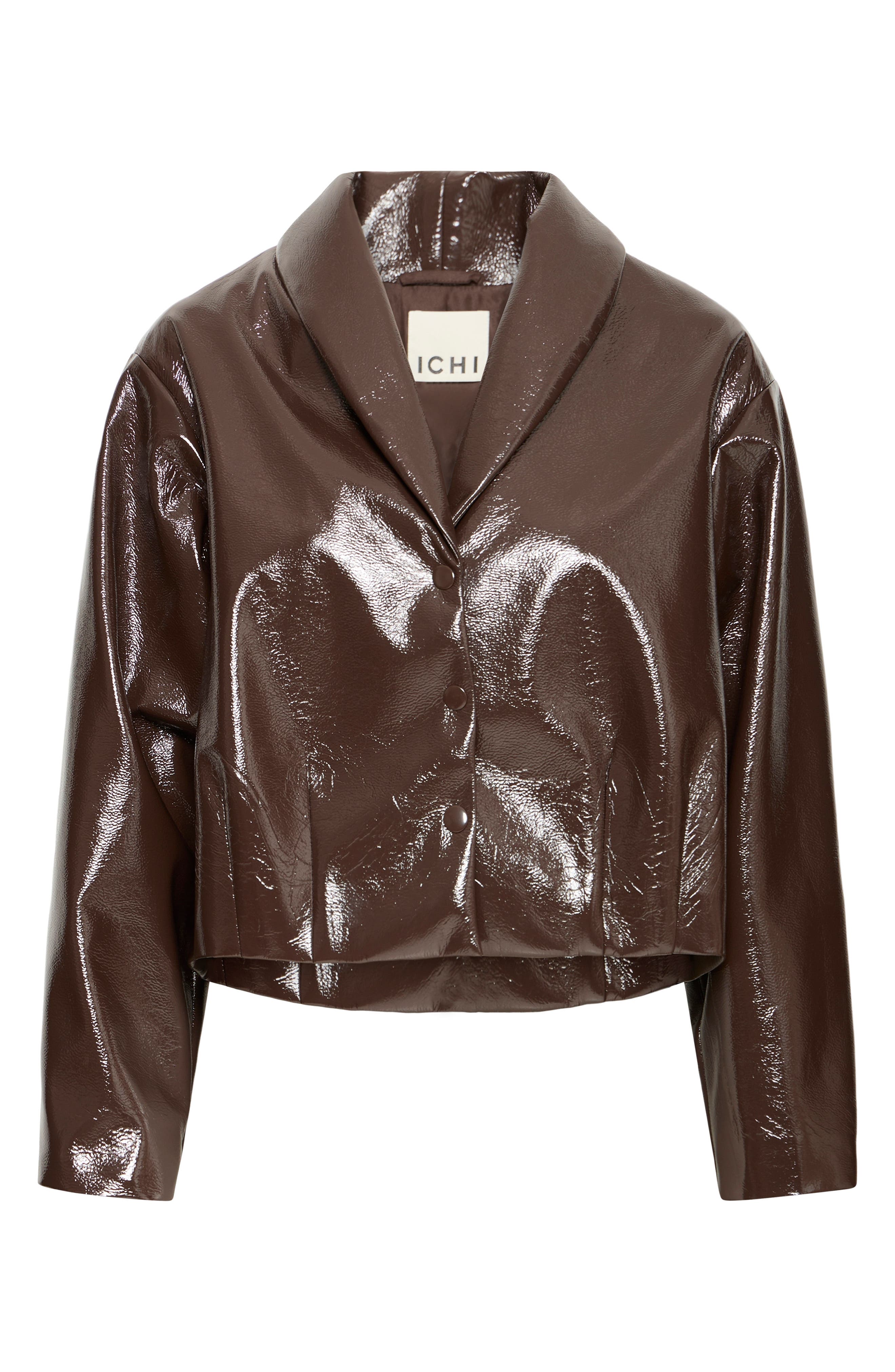 Patent Faux Leather Cropped Jacket