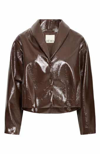 Patent Faux Leather Cropped Jacket