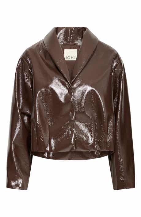 Patent Faux Leather Cropped Jacket