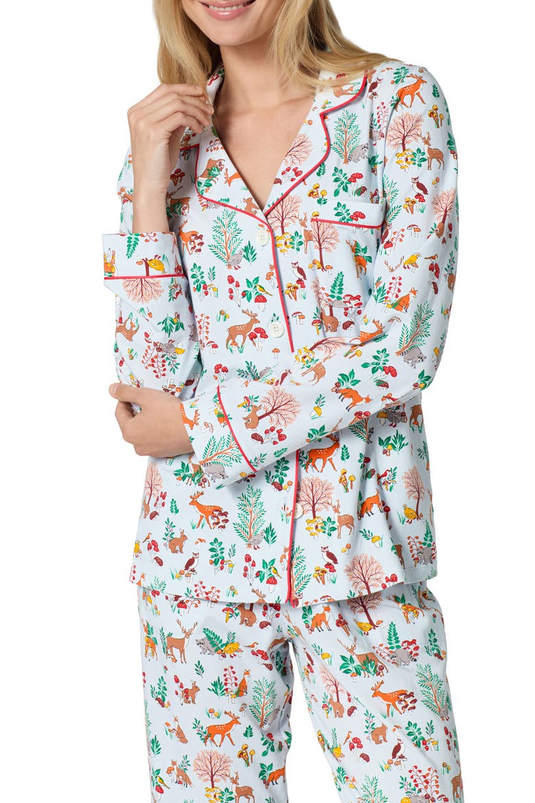 Teapot Cotton Blend Pajamas, Alternate, color, WOODLAND WONDER