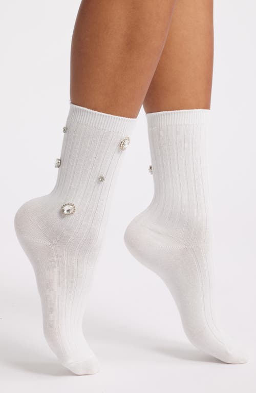 High Heel Jungle Kate Gem Crew Socks In White