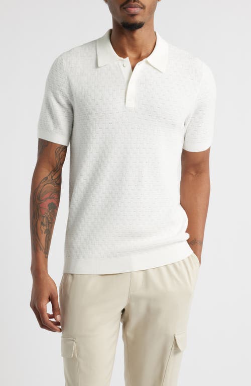 Open Edit Texture Polo Sweater In White