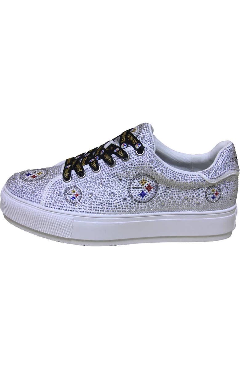 CUCE Women's Cuce White Pittsburgh Steelers Crystal Team Logo Sneakers, Alternate, color,