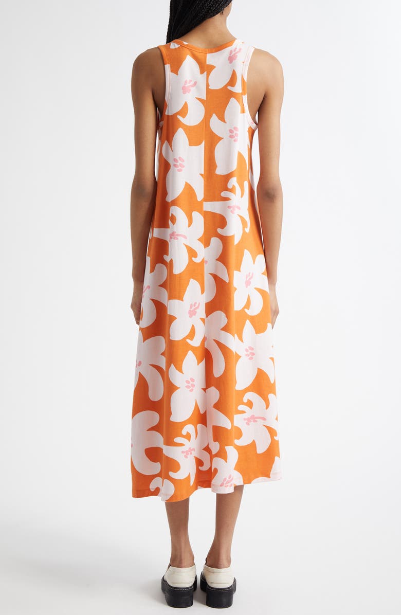 Marimekko Liplatus Villinarisissi Floral Cotton Midi Dress, Alternate, color, Orange/ Rose/Pink