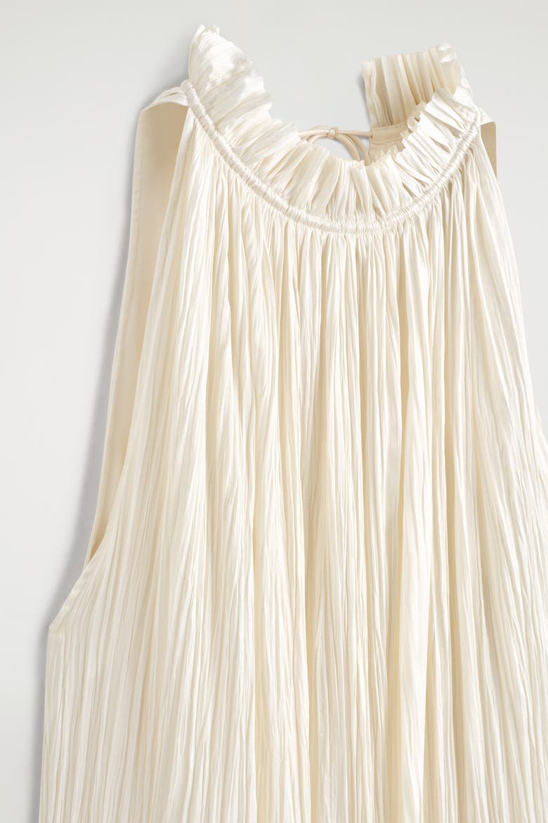 Crinkled-satin Midi Dress, Alternate, color, ECRU