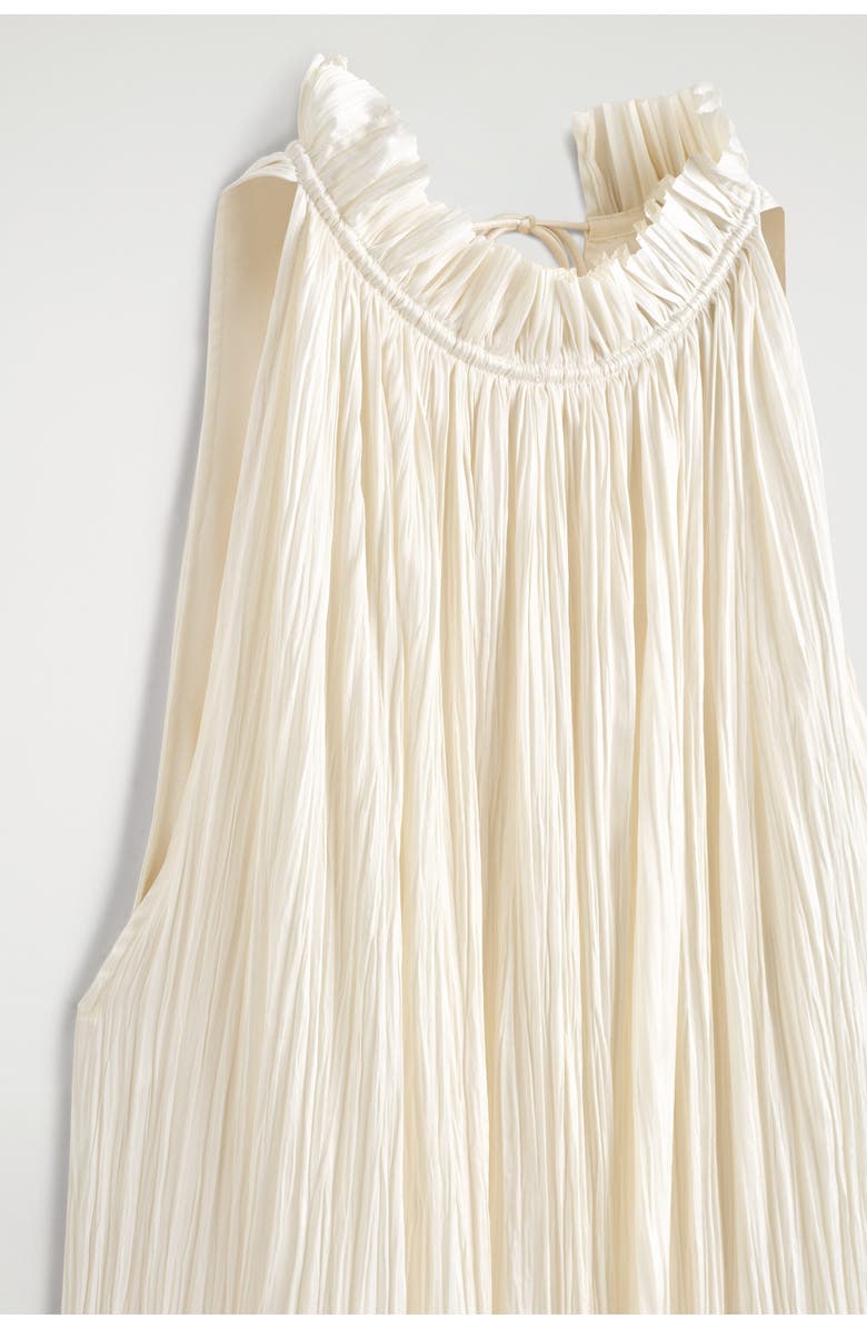 COS Crinkled-satin Midi Dress, Alternate, color, Ecru