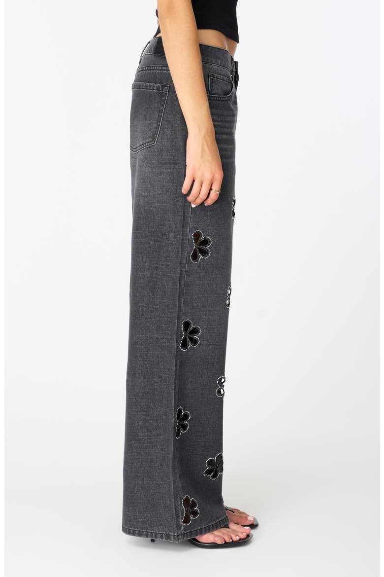 Bohdi Floral Cutout Straight Leg Jeans, Alternate, color, BLACK WASH