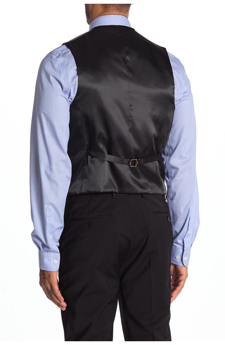 Calvin Klein Plain Black Slim Fit Wool Blend Suit Separate Vest, Alternate, color, Black