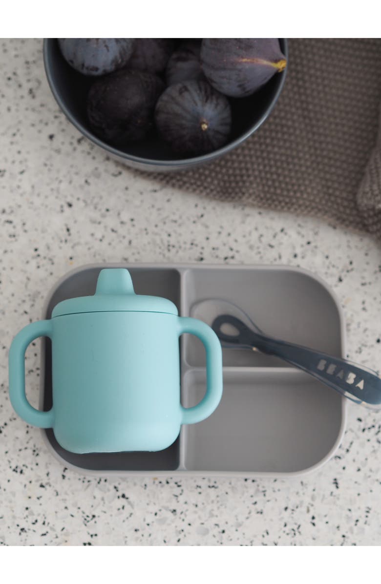 BEABA Sips & Bites 3-Piece Silicone Feeding Set, Alternate, color, Rain