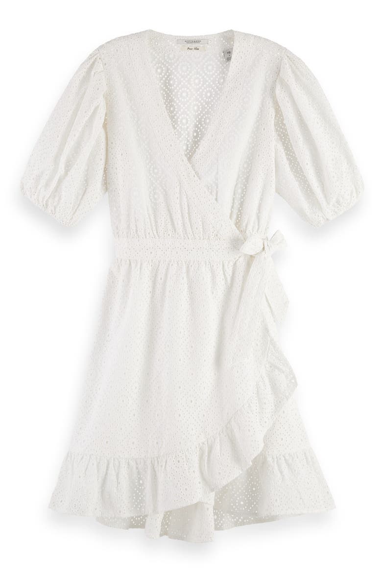 Broderie Anglaise Wrap Dress, Alternate, color, WHITE