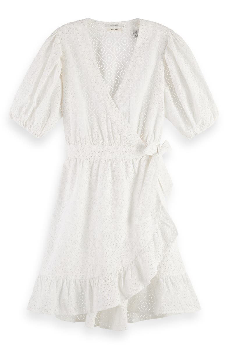 Scotch & Soda Broderie Anglaise Wrap Dress, Alternate, color,