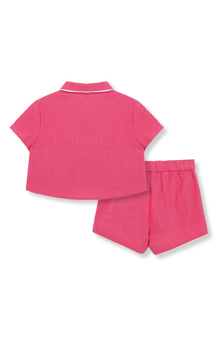 Habitual Kids Contrast Piping Cotton Button-Up Shirt & Shorts Set, Alternate, color, Pink