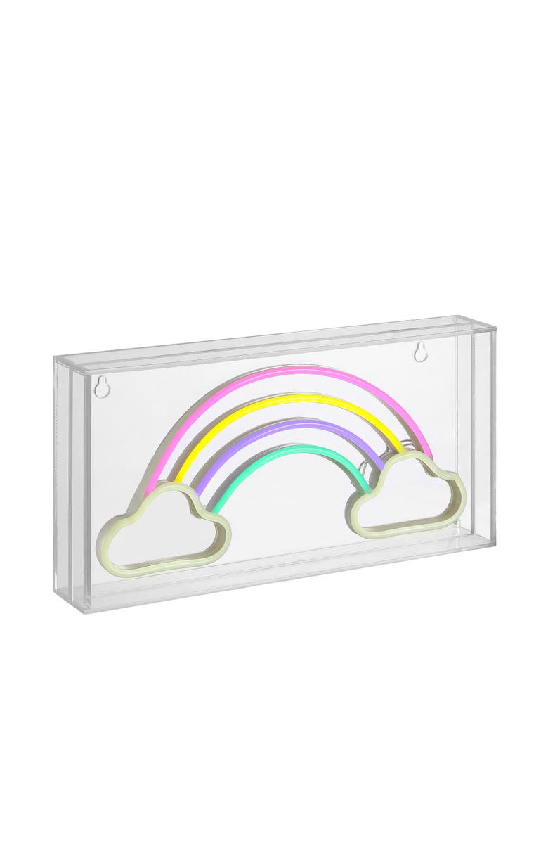 JONATHAN Y Rainbow Contemporary Glam Acrylic Box USB Operated LED Neon Light, Main, color, Multi Color