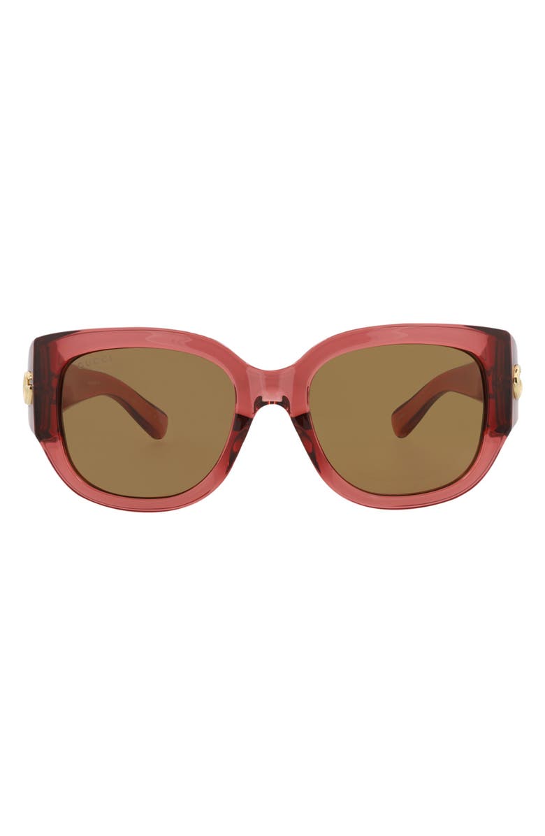 Gucci 52mm Round Sunglasses, Main, color, Red Red Brown