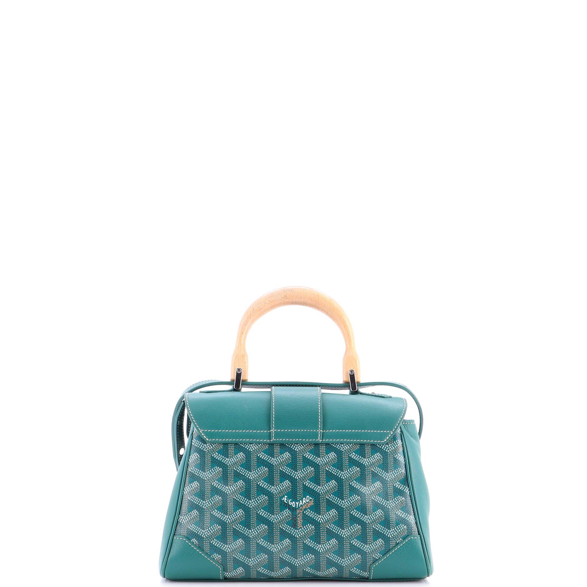 Pre-Owned Goyard Saigon Top Handle Bag Coated Canvas with Leather Mini, Alternate, color, Green
