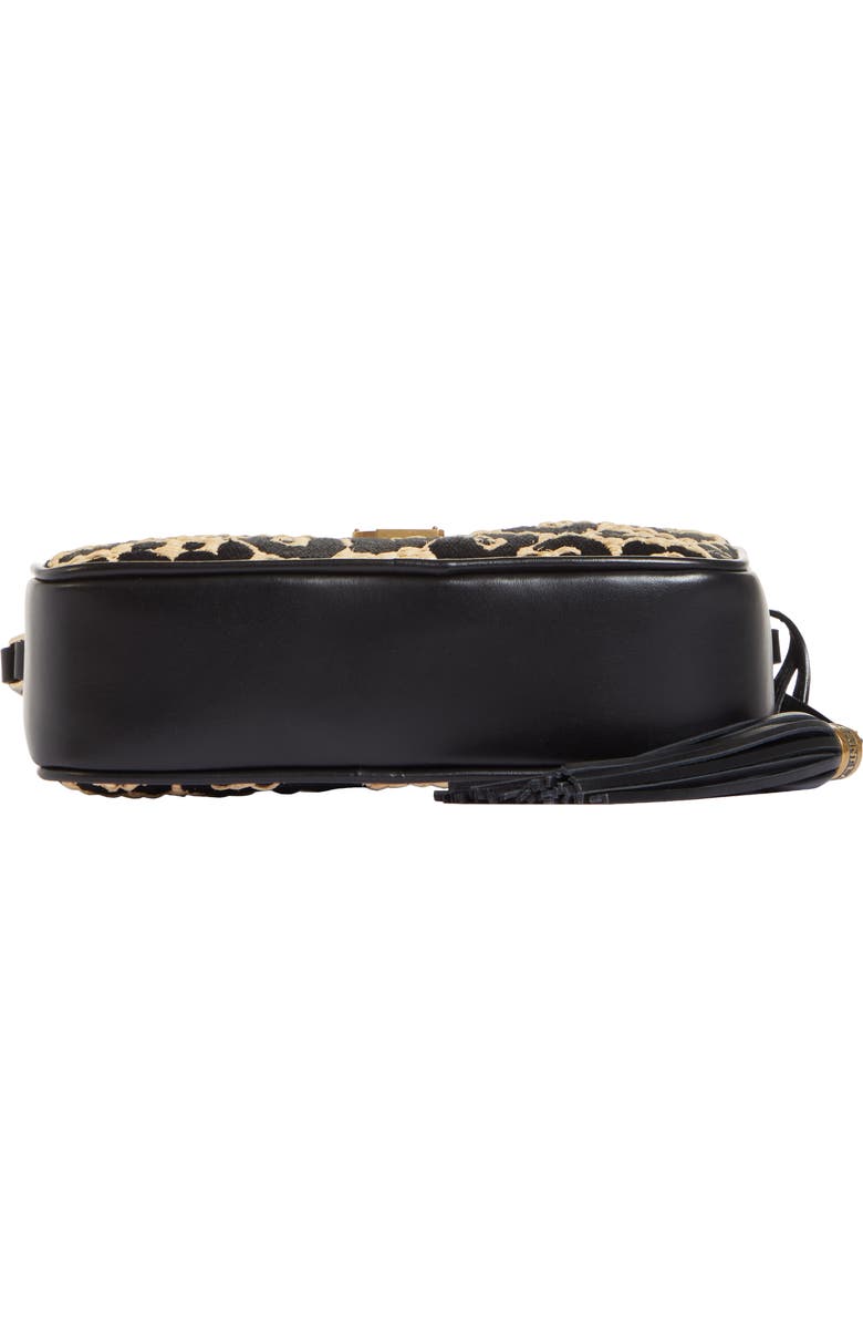 Saint Laurent Medium Lou Jaguar Pattern Raffia Camera Bag, Alternate, color,