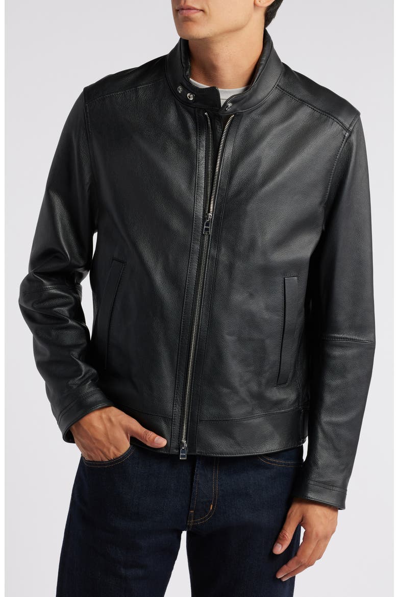 Mansell Leather Jacket, Alternate, color, BLACK