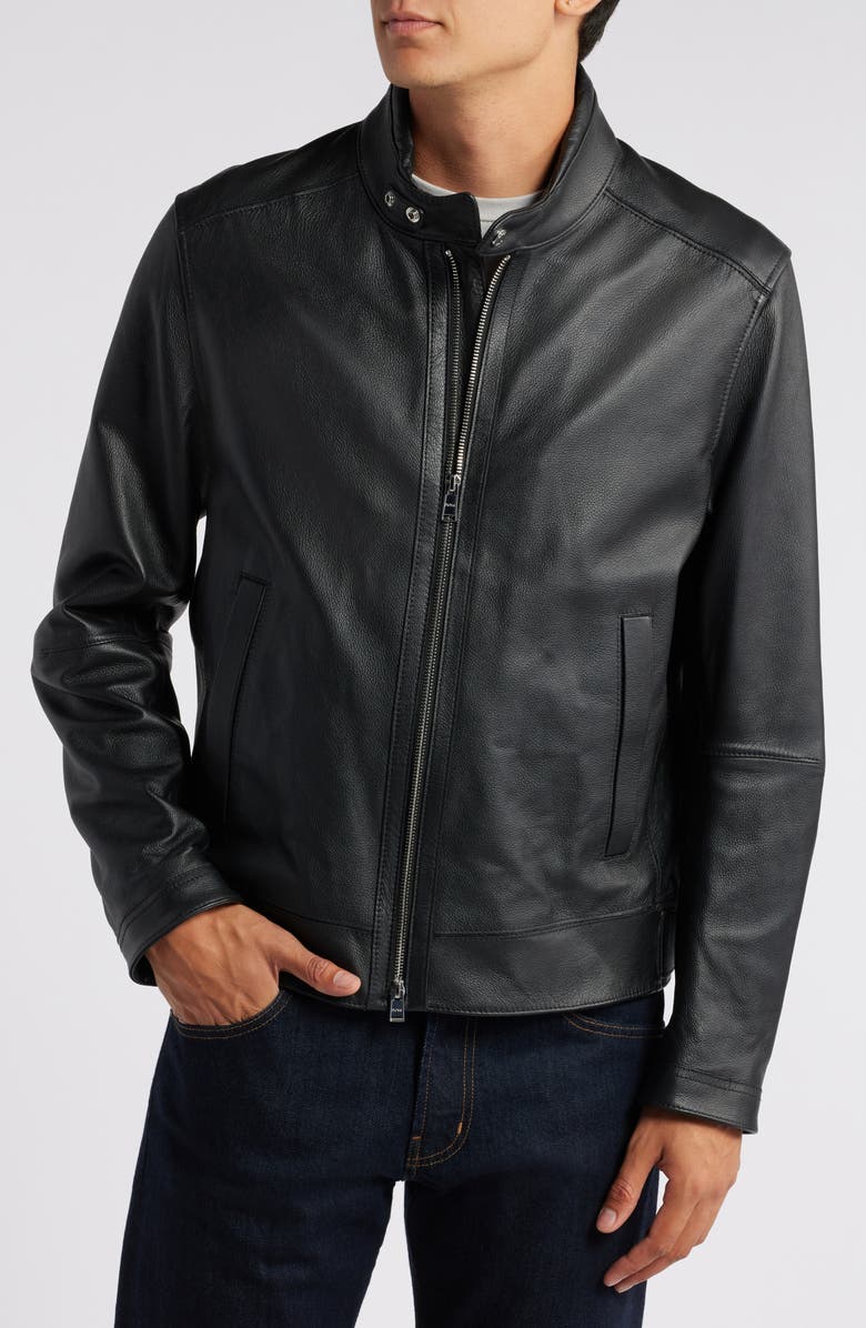 BOSS Mansell Leather Jacket, Alternate, color, 