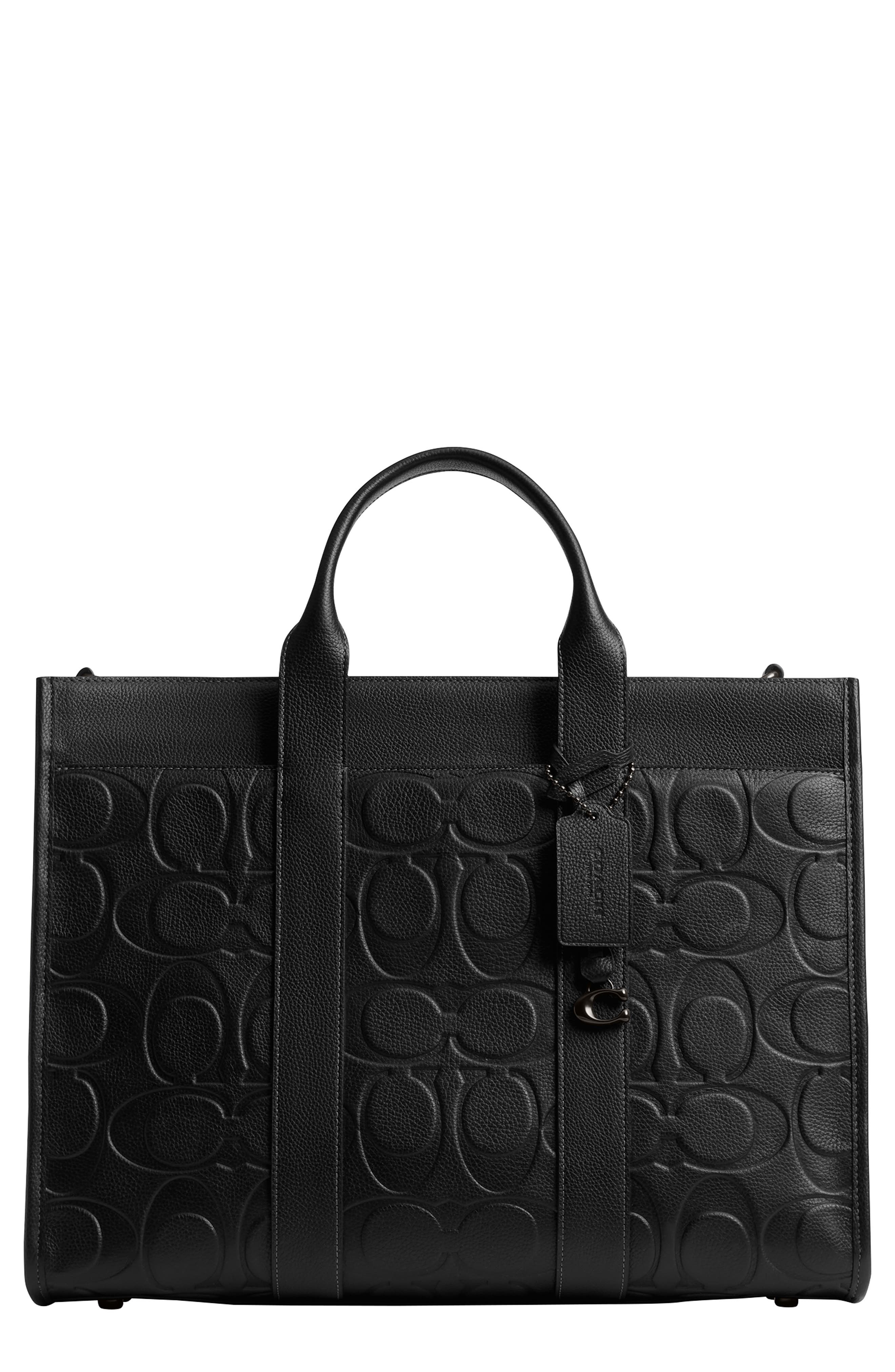 COACH Wesley Maxi Signature Embossed Leather Tote, Main, color, 