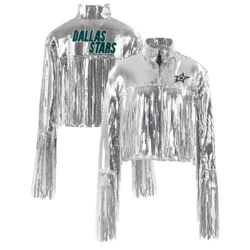 Cuce Silver Dallas Stars Cropped Sequin Fringe Blazer
