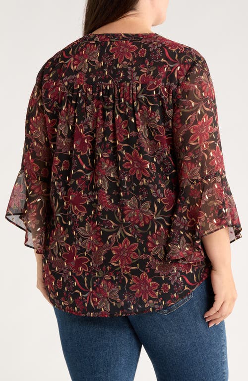 Jones New York Clip Dot Chiffon Top In Gold