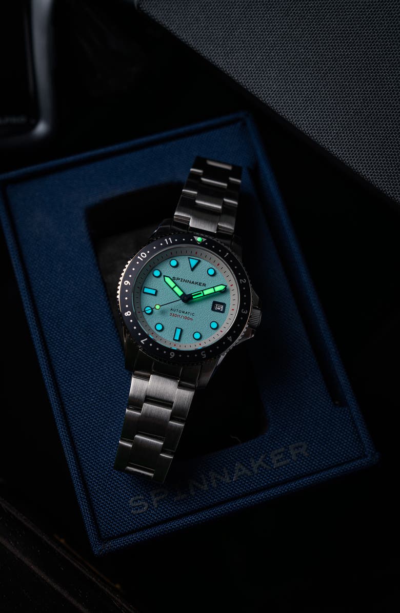 SPINNAKER Croft Pioneer Automatic Bracelet Watch, 42mm, Alternate, color, Blue