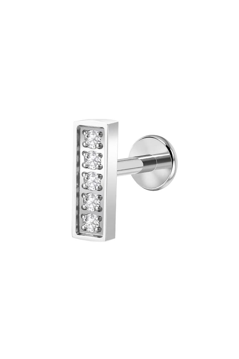 Cubic Zirconia Bar Stud Earring, Alternate, color, SILVER