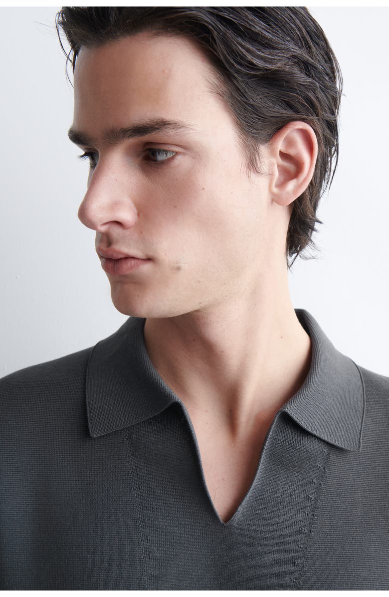 COS Milano-Knit Cotton Polo Shirt, Alternate, color, Dark Gray
