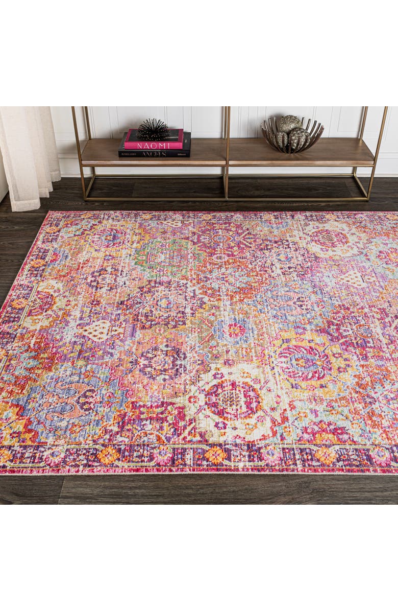 JONATHAN Y Flori Bohemian Medallion Deep Fuchsia Area Rug, Alternate, color, Deep Fuchsia