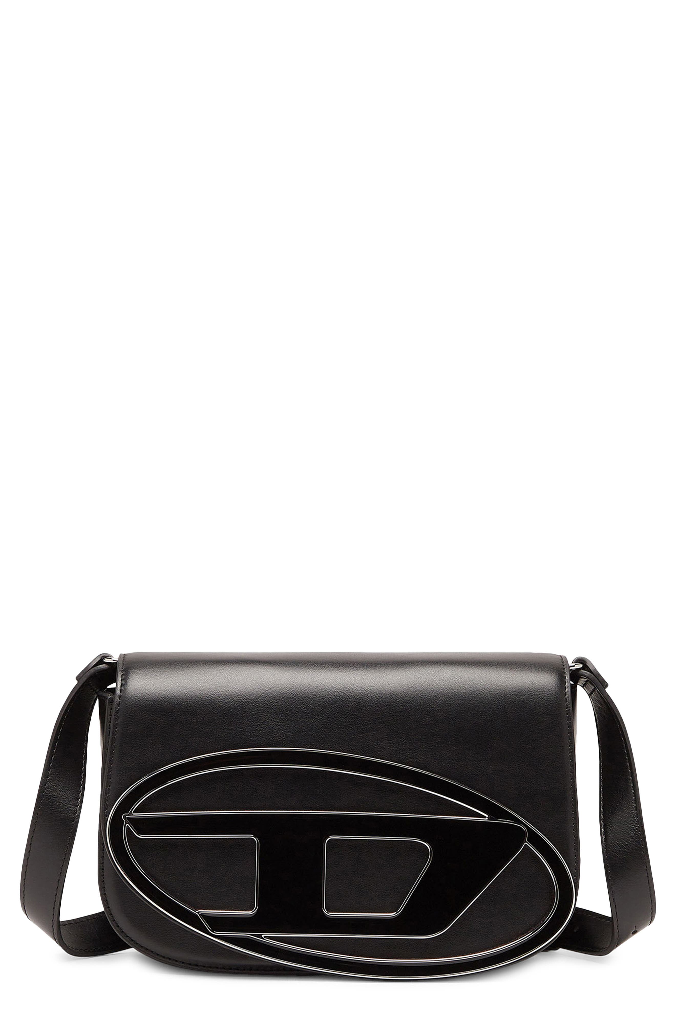 1DR Leather Shoulder Bag, Main, color, BLACK