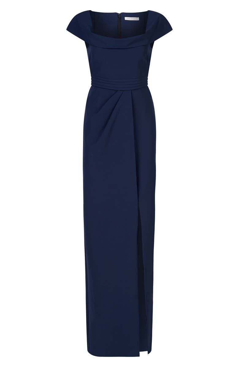 Kay Unger Anastasia Cap Sleeve Column Gown, Alternate, color, Dark Midnight