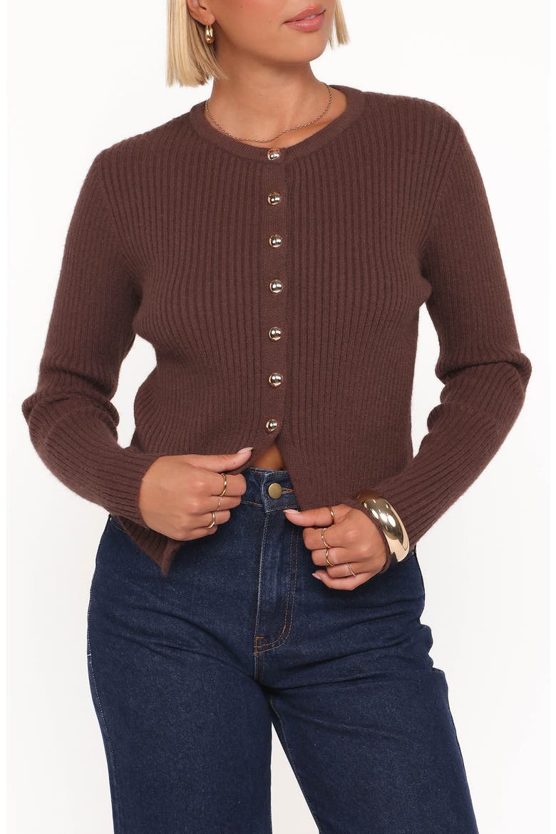 Circle Rib Cardigan, Main, color, CHOCOLATE