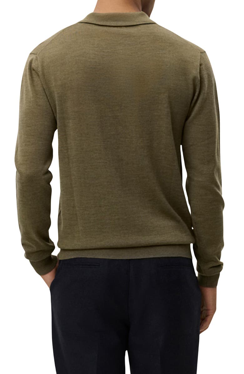 Les Deux Greyson Long Sleeve Wool Polo Sweater, Alternate, color, Military Olive