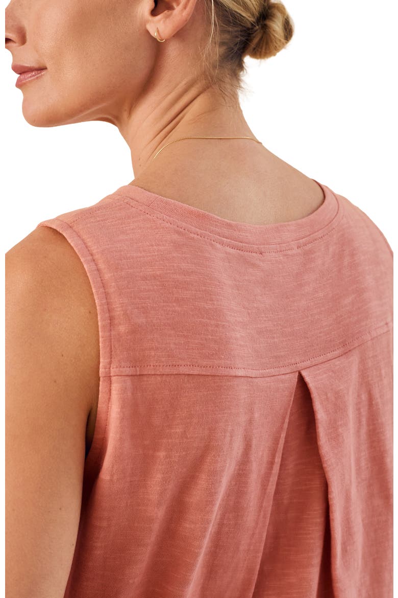 Crew Neck Pleat Back Tank Top, Alternate, color, Redwood