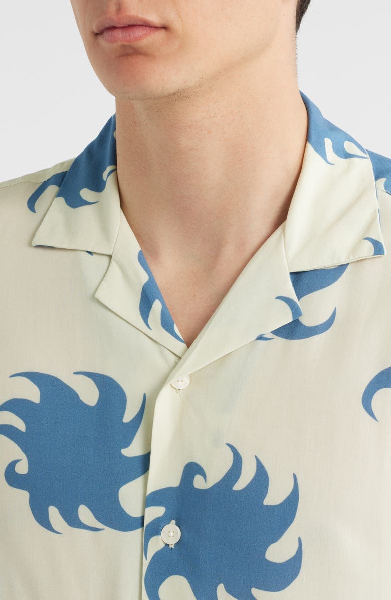 OAS Abstract Print Viscose Camp Shirt, Alternate, color, Sky Ember