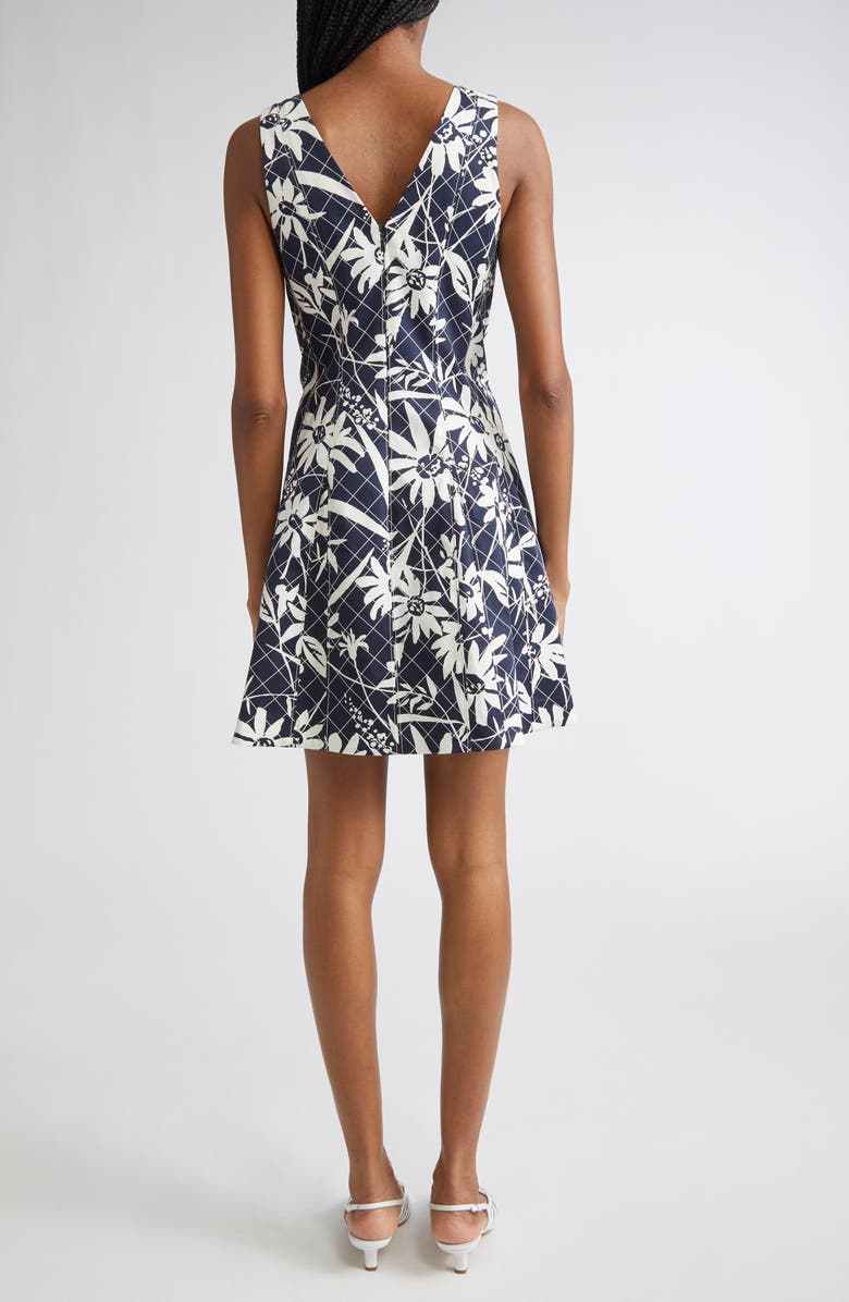 Veronica Beard Lou Mixed Floral Sleeveless Stretch Cotton Fit & Flare Dress, Alternate, color, Navy Dove