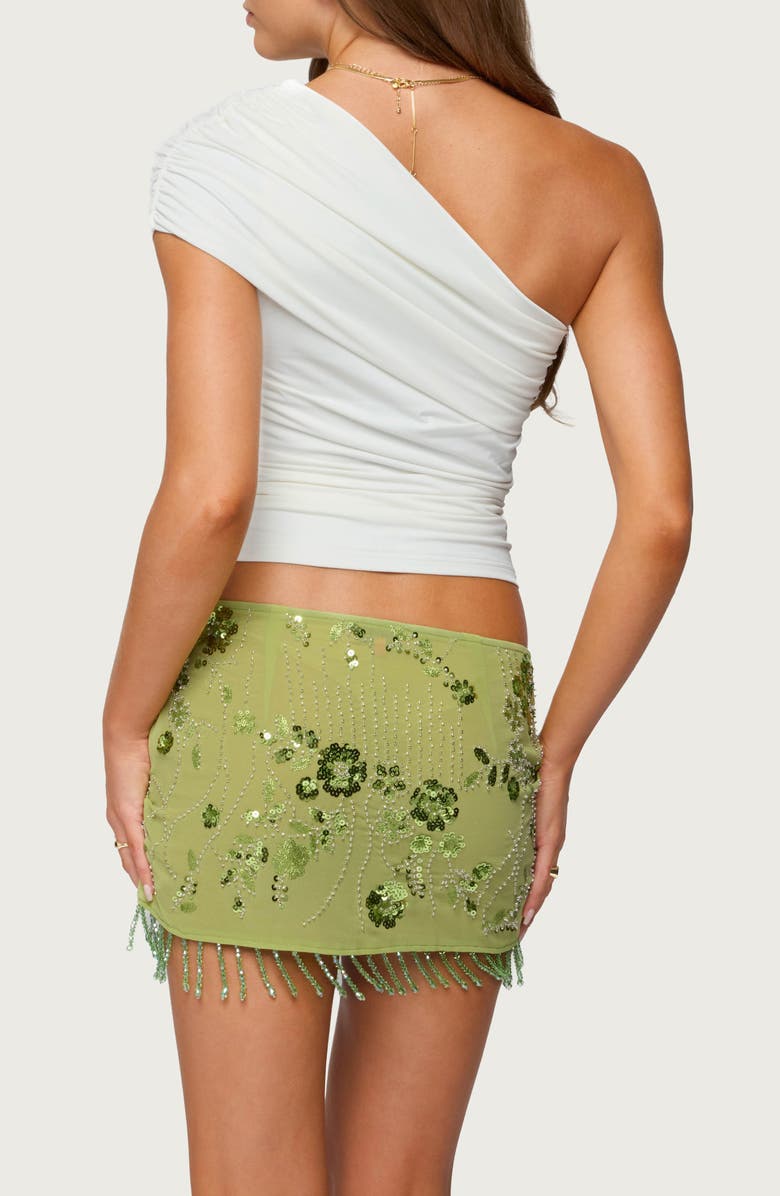 EDIKTED Foldover One-Shoulder Crop Top, Alternate, color, White