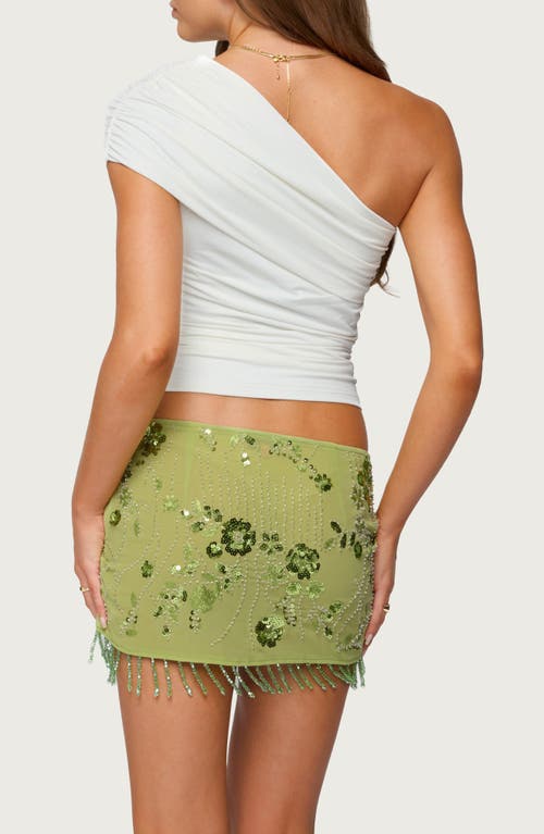 Edikted Foldover One-shoulder Crop Top In White