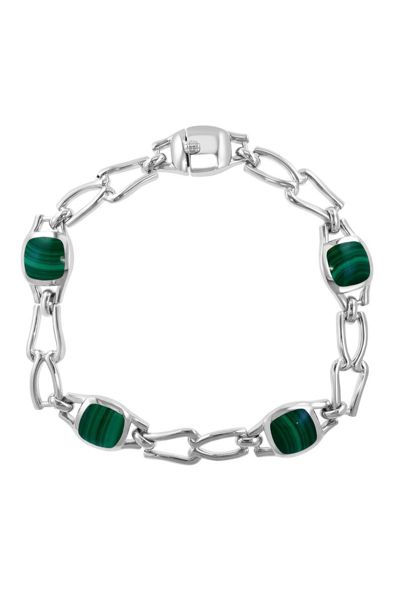 Sterling Silver Malachite Station Bracelet, Main, color, GREEN