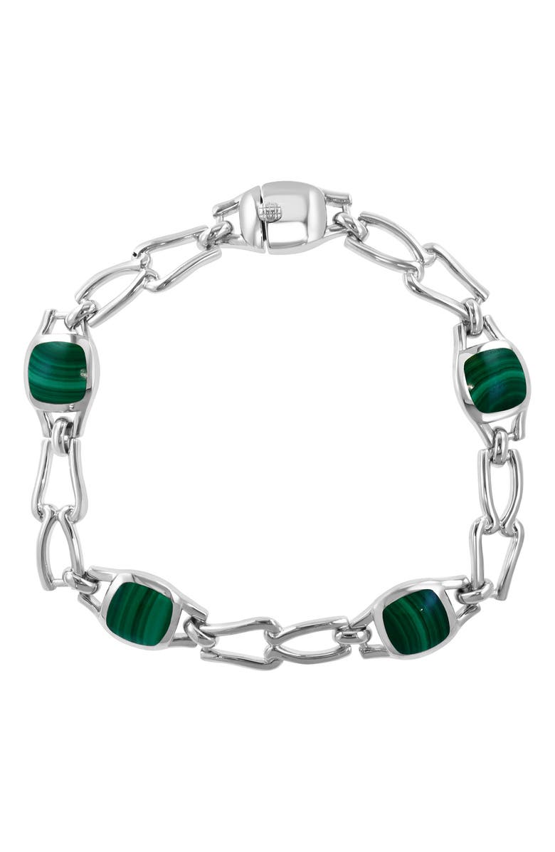 EFFY Sterling Silver Malachite Station Bracelet, Main, color,
