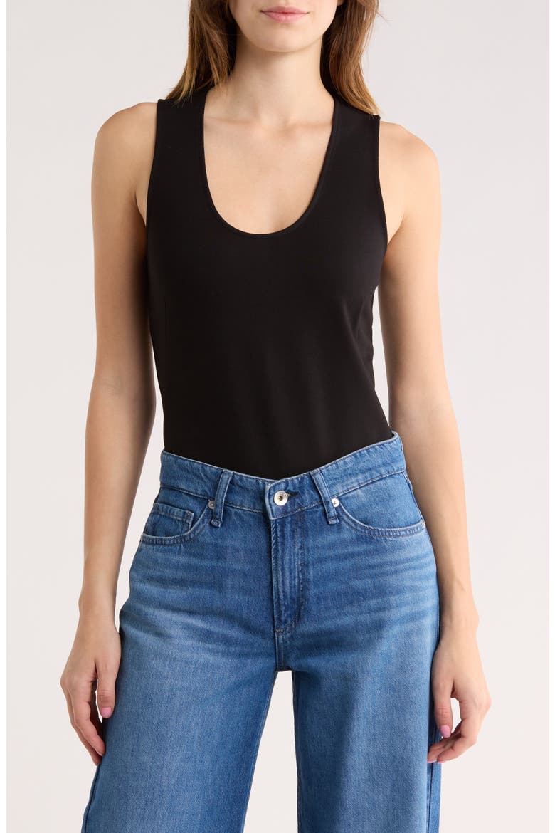 Irina U-Neck Ponte Bodysuit, Main, color, BLACK