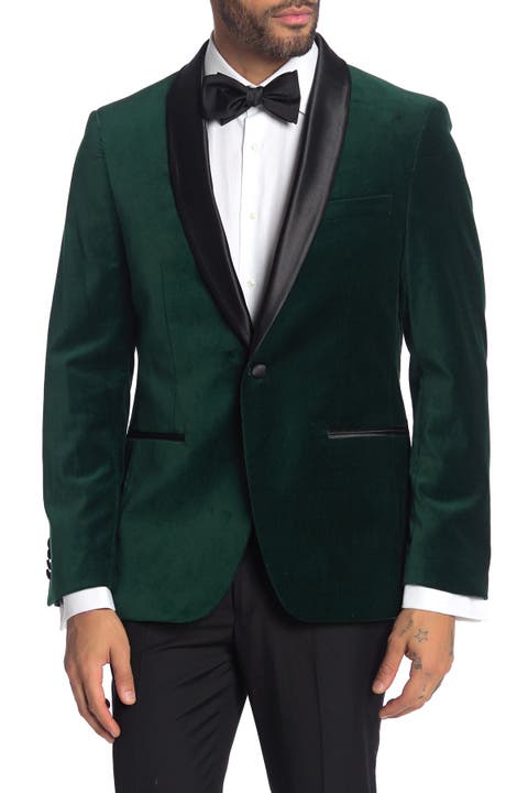 Emerald Shawl Collar One Button Velvet Suit Separate Sport Coat