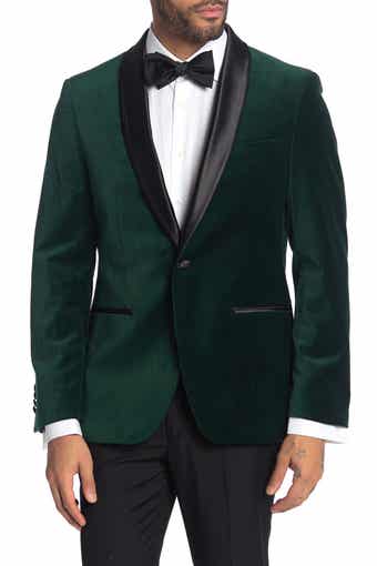 SAVILE ROW CO Emerald Shawl Collar One Button Velvet Suit Separate Sport Coat