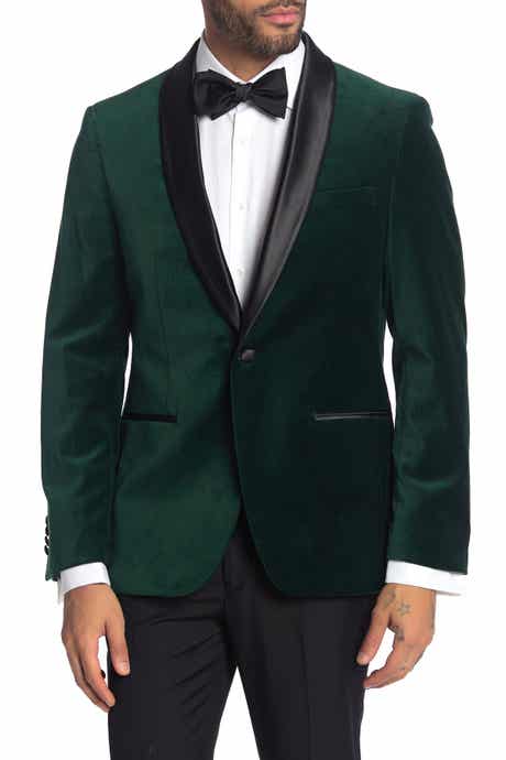 SAVILE ROW CO Emerald Shawl Collar One Button Velvet Suit Separate Sport Coat