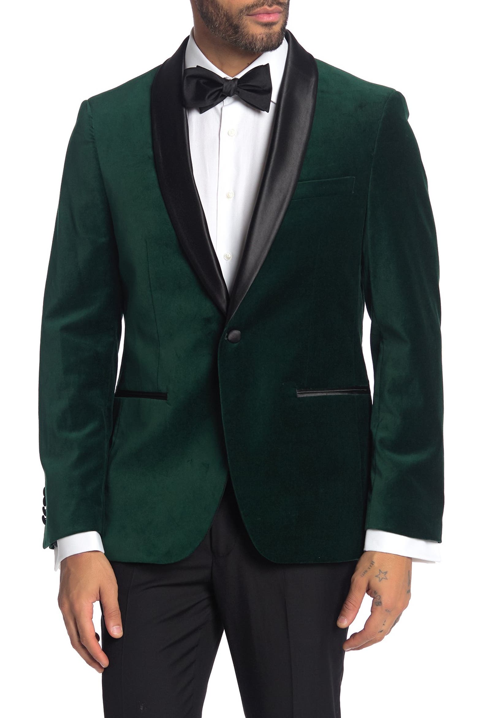 Emerald Shawl Collar One Button Velvet Suit Separate Sport Coat (Men ...