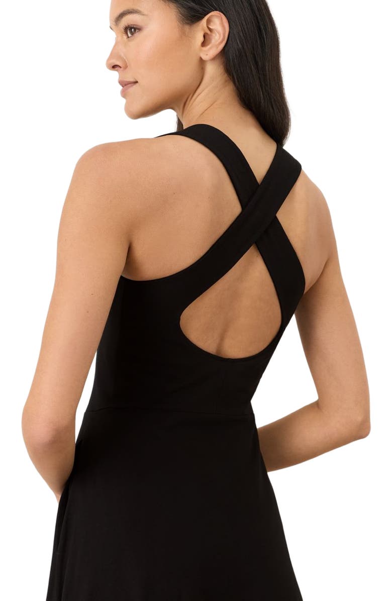 Pact Fit & Flare Open Back Maxi Dress Made With Organic Cotton, Alternate, color, Black