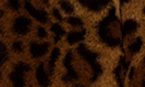 Kensie Leopard Print Faux Fur Short Jacket In Brown